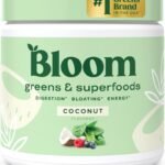Bloom Nutrition Superfood Greens Powder, Digestive Enzymes with Probiotics and Prebiotics, Gut Health, Bloating Relief for Women, Chlorella, Green Juice Mix with Beet Root Powder, 30 SVG, Coconut