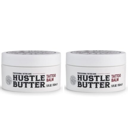 Hustle Butter Tattoo Aftercare Balm 5 fl oz (2 pack) Heals + Protects New Tattoos and Rejuvenates Older Tattoos – 100% Vegan Cream No-Petroleum