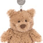 Jellycat Bartholomew Bear Bag Charm, 4.5 inches - Teddy Bear Plush Keychain - Great Gift Idea
