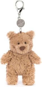 Jellycat Bartholomew Bear Bag Charm, 4.5 inches - Teddy Bear Plush Keychain - Great Gift Idea