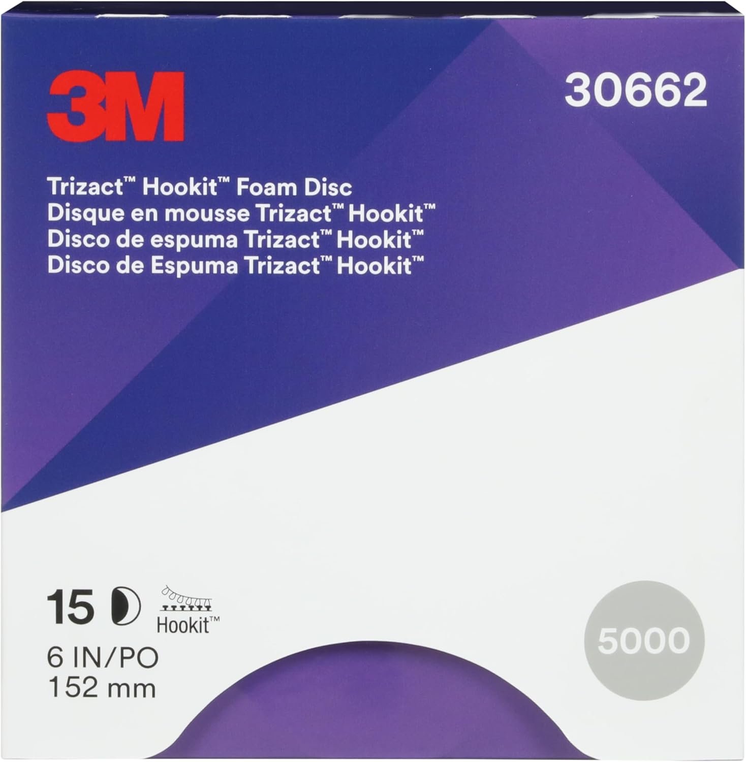 3 Trizact 3M Trizact Hookit Foam Disc, 30662, 6 in, P5000, 15 discs per carton , Blue - Image 1
