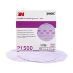 3M Hookit Purple Finishing Film Abrasive Disc 30667, 6 in, 1500+ Grade, 50 Pack, Clear Coat Sanding, Paint Finishing, Defect Removal, Long Lasting - Image 2