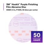 3M Hookit Purple Finishing Film Abrasive Disc 30667, 6 in, 1500+ Grade, 50 Pack, Clear Coat Sanding, Paint Finishing, Defect Removal, Long Lasting - Image 3