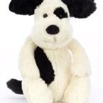Jellycat Bashful Black and Cream Puppy Stuffed Animal, Medium 12 inches - Dogs and Puppies Plush Toy - Classic Children's Gift
