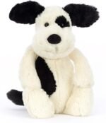 Jellycat Bashful Black and Cream Puppy Stuffed Animal, Medium 12 inches - Dogs and Puppies Plush Toy - Classic Children's Gift