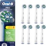 Oral-B Pro Cross Action Electric Toothbrush Head, X-Shape and Angled Bristles for Deeper Plaque Removal, Pack of 8 Toothbrush Heads, White