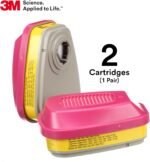 3M P100 Respirator Cartridge/Filter 60923, 1 Pair, NIOSH Approved, Helps Protect Against Organic Vapors, Acid Gases, and Particulates, Magenta, Yellow - Image 7