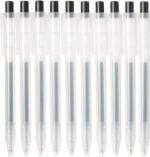 Muji Smooth Gel Ink Ballpoint Pen Knock Type 10-Pieces Set, 0.5 mm Nib Size, Black