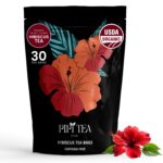 PiPi Tea Organic Hibiscus Tea Bags – Caffeine Free Herbal Tea Rich in Antioxidants, Non-GMO & Vegan, Sourced from Premium Hibiscus Flowers for Daily Wellness & Heart Health Support, 60g