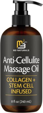 Firming Body Massage Oil with Collagen & Stem Cell – Helps Smooth the Appearance of Cellulite & Improve Skin Texture – Refreshing Aromatherapy Body Oil for Legs & Full Body – 8 Fl Oz by M3