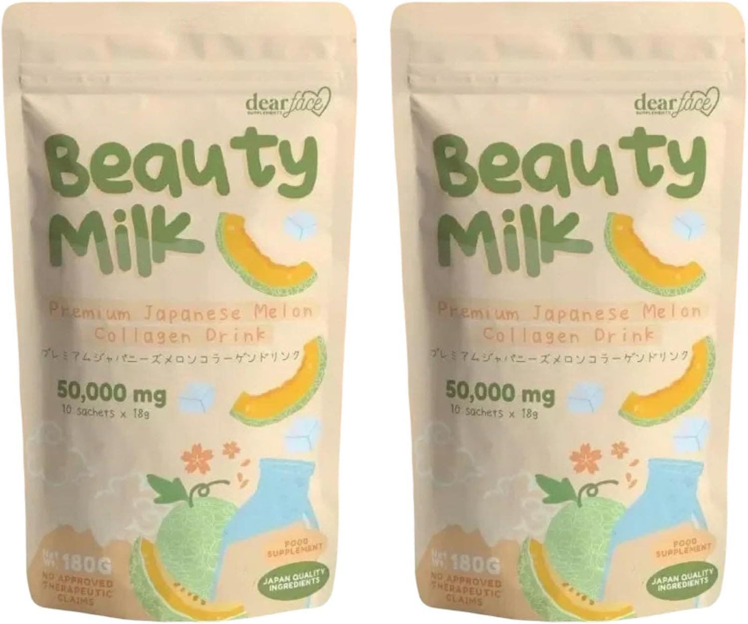 1-80.jpg 2 Packs Beauty Milk Japanese Collagen Melon Drink - 50,000mg Hydrolyzed Collagen - Image 1