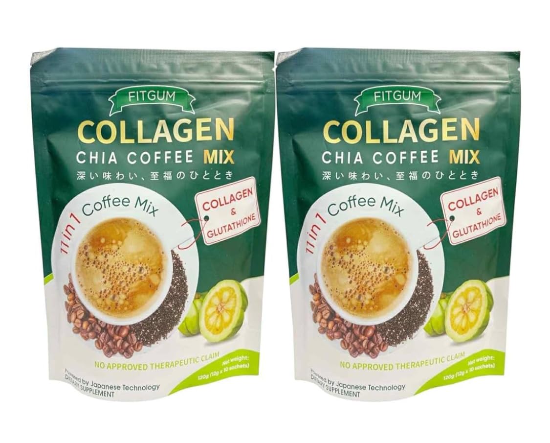 1-81.jpg 2 Packs FIT GUM Collagen Chia Coffee - 11 in 1 Coffee Mix (10 Sachets per Pack) - Image 1