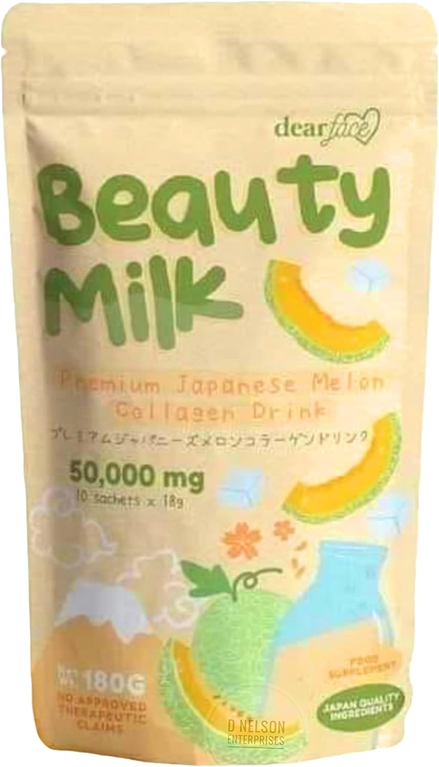 71JAVQYy3UL._AC_SL1500_.jpg Beauty Milk Japanese Collagen MELON Drink - 50,000mg Hydrolyzed Collagen, 6.3 Ounce (Pack of 1) - Image 1